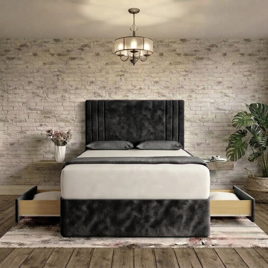 Augustus Divan Bed - Charcoal Plush Velvet