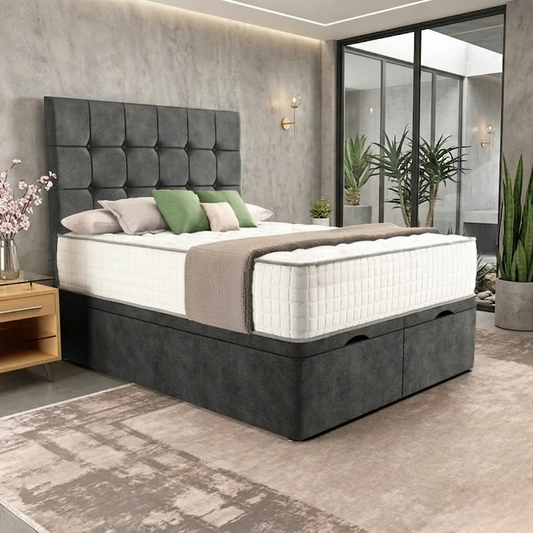 Regent Ottoman Divan Bed - Green Plush Velvet