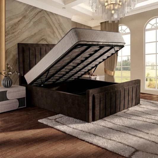 Brooklyn Upholstered Ottoman Bed - Brown Naples