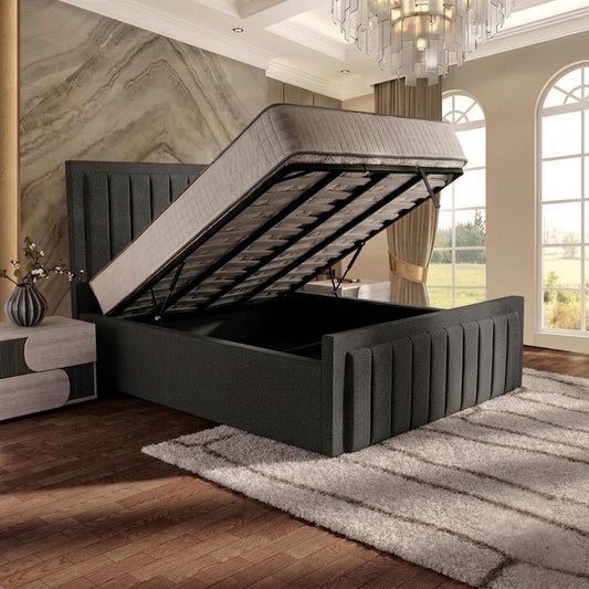Brooklyn Upholstered Ottoman Bed - Charcoal Linen