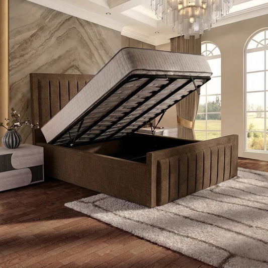 Brooklyn Upholstered Ottoman Bed - Chocolate Plush Velvet