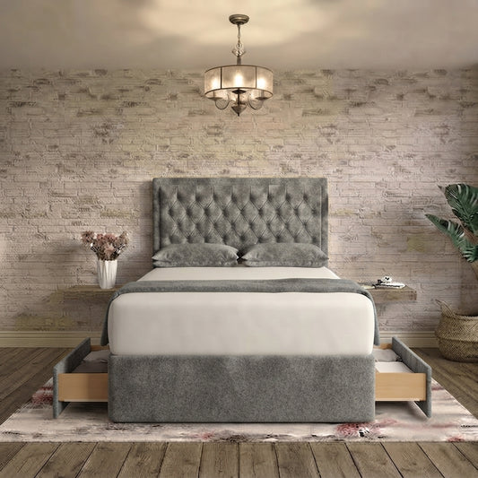 Crown Chesterfield Divan Bed - Clay Wool
