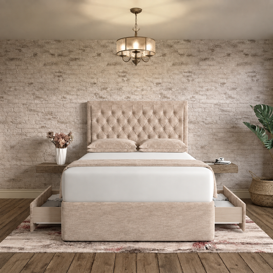 Crown Chesterfield Divan Bed - Mink Chenille
