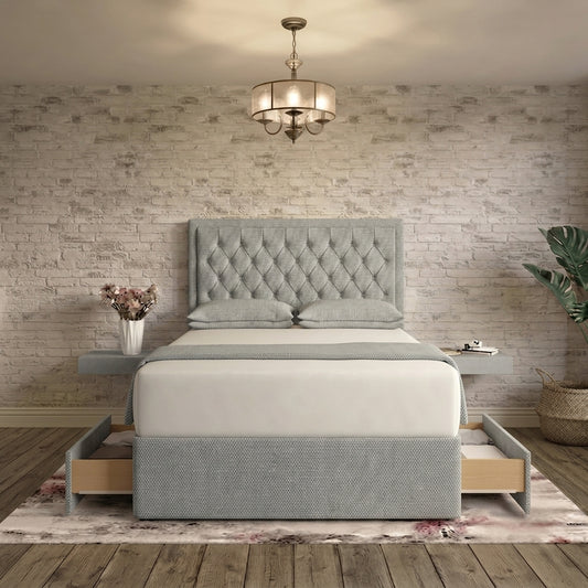 Crown Chesterfield Divan Bed - Sage Linen