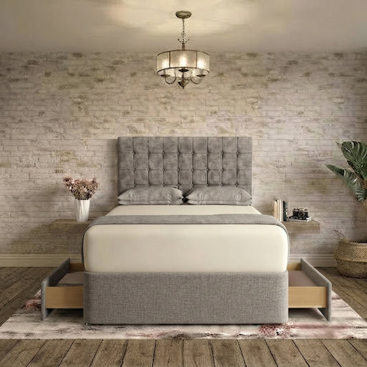 Cube Divan Bed - Clay Wool