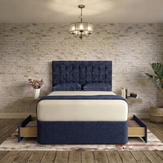 Cube Divan Bed - Midnight Linen
