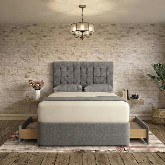 Cube Divan Bed - Pewter Wool