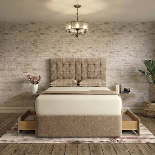 Cube Divan Bed - Wheat Linen
