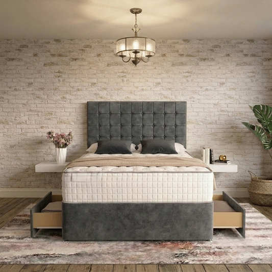Cube Divan Bed - Slate Grey Naples