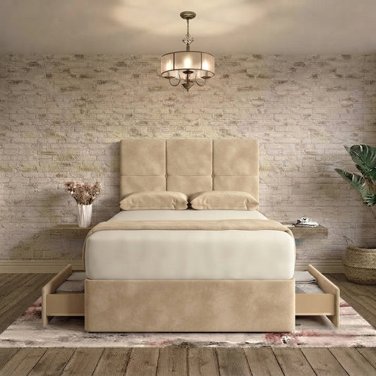 Delta Divan Bed - Beige Plush Velvet