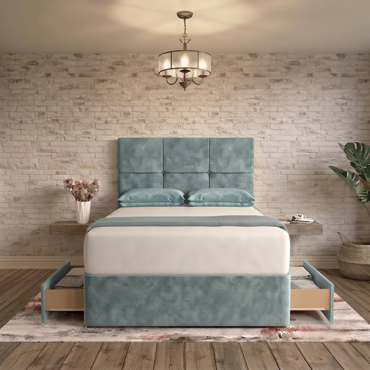 Delta Divan Bed - Duck Egg Plush Velvet