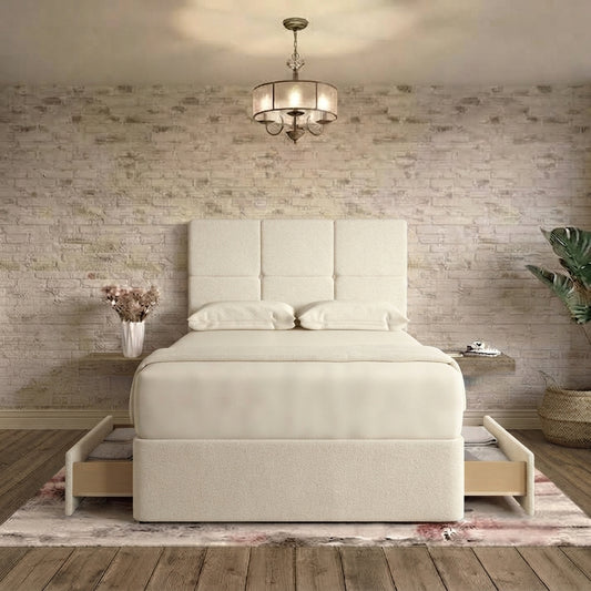 Delta Divan Bed - Ivory Plush Velvet
