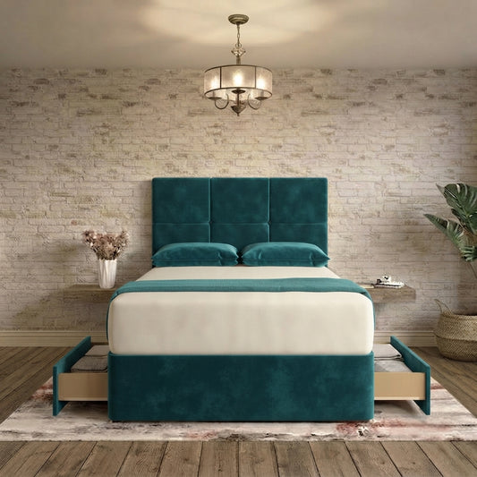 Delta Divan Bed - Teal Plush Velvet