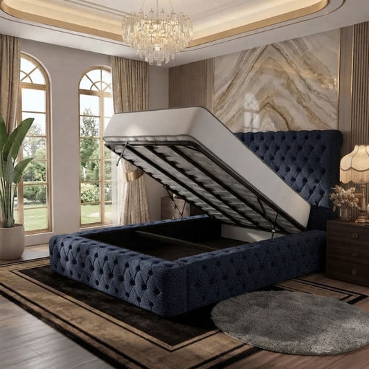Diplomat Upholstered Ottoman Bed - Midnight Linen