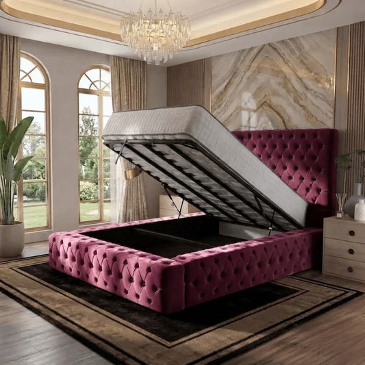 Diplomat Upholstered Ottoman Bed - Purple Plush Velvet
