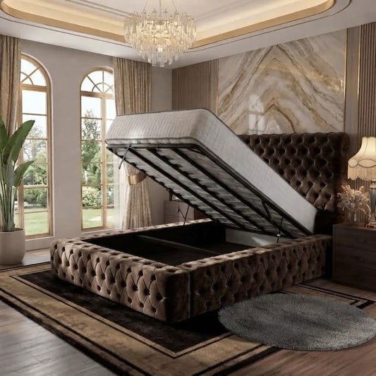 Diplomat Upholstered Ottoman Bed - Slate Grey Naples
