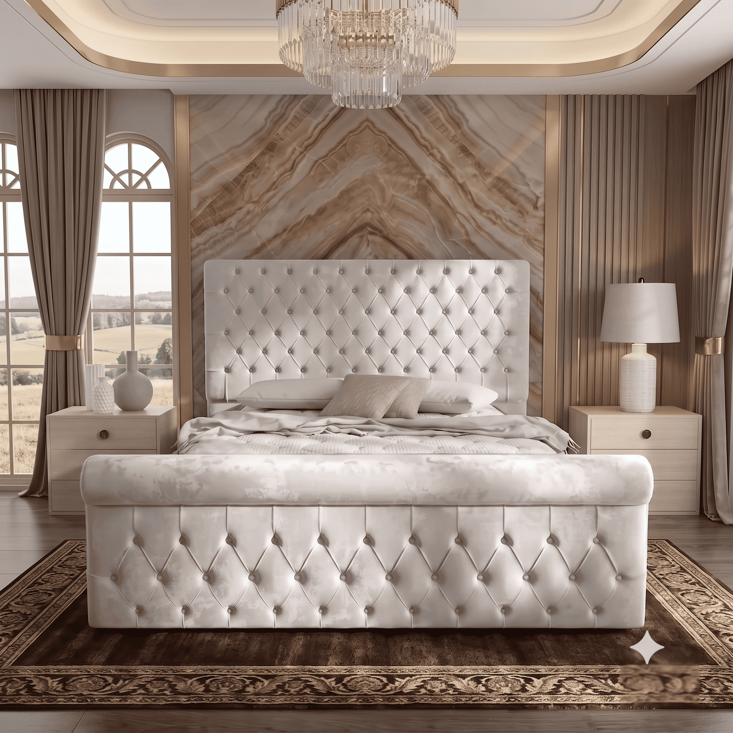 Diplomat Upholstered Ottoman Bed - Pewter Wool