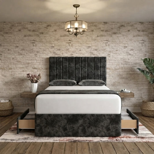 Nexus Divan Bed - Charcoal Plush Velvet