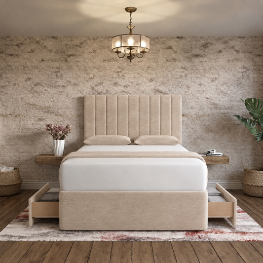 Nexus Divan Bed - Mink Chenille