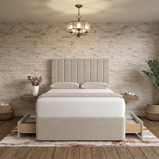 Nexus Divan Bed - Silver Plush Velvet