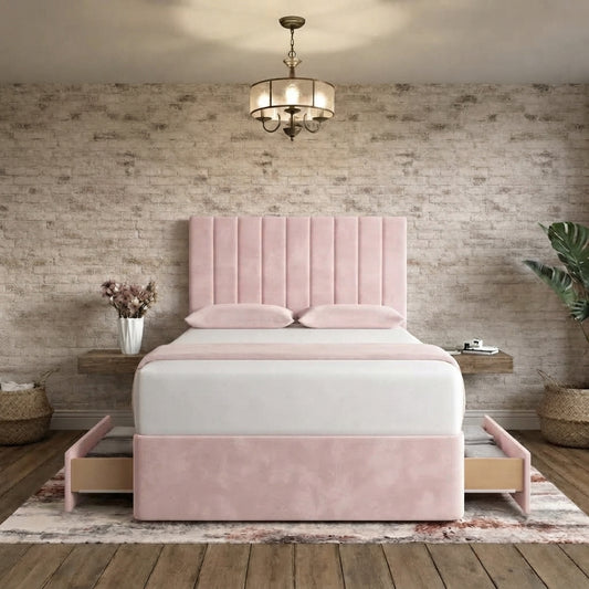 Nexus Divan Bed - Soft Pink Plush Velvet