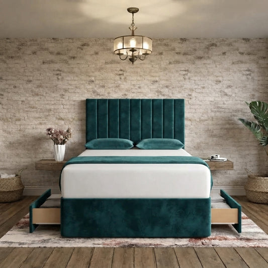 Nexus Divan Bed - Teal Plush Velvet