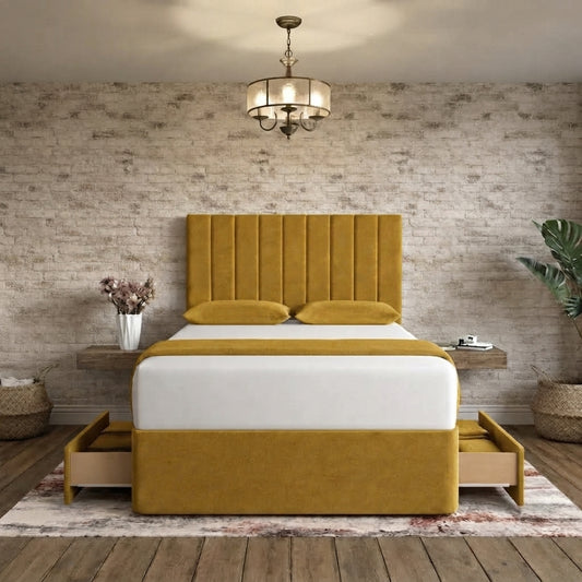 Nexus Divan Bed - Tumeric Plush Velvet