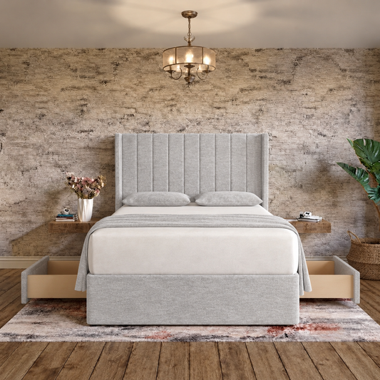 Nexus Wingback Bed - Grey Chenille