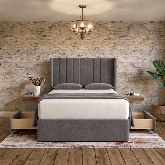 Nexus Wingback Bed - Silver Naples