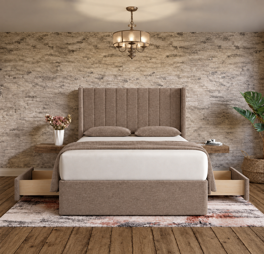 Nexus Wingback Bed - Wheat Linen