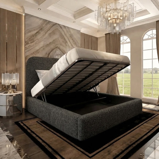 Nimbus Upholstered Ottoman Bed - Charcoal Linen