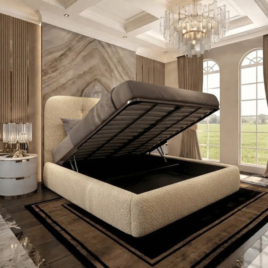 Nimbus Upholstered Ottoman Bed - Mink Chenille