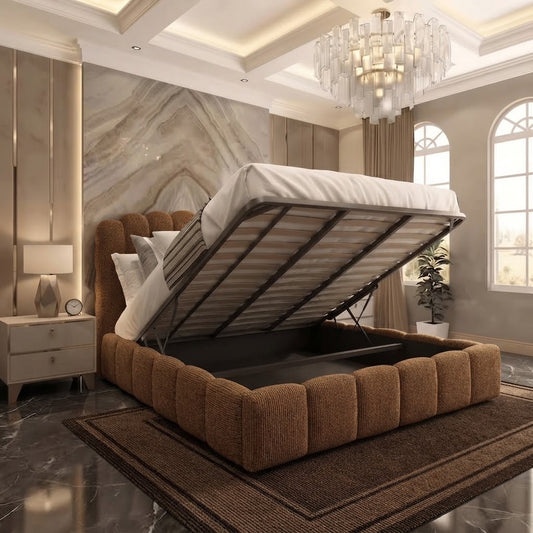 Pebble Upholstered Ottoman Bed - Mink Naples