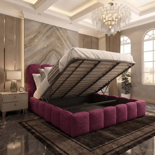 Pebble Upholstered Ottoman Bed - Purple Plush Velvet