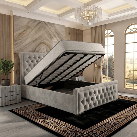 Silk Upholstered Ottoman Bed - Clay Wool