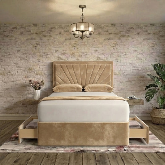 Sunrise Divan Bed - Beige Plush Velvet
