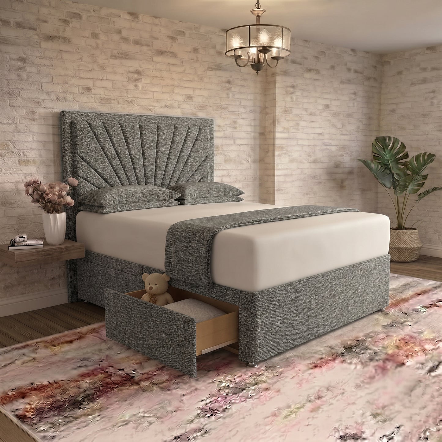 Sunrise Divan Bed - Pewter Wool