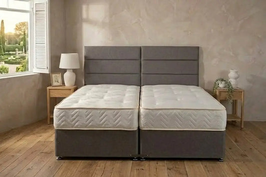 Signature Executive Zip and Link 1000 Pocket Sprung Divan Bed Set - Charcoal Linen
