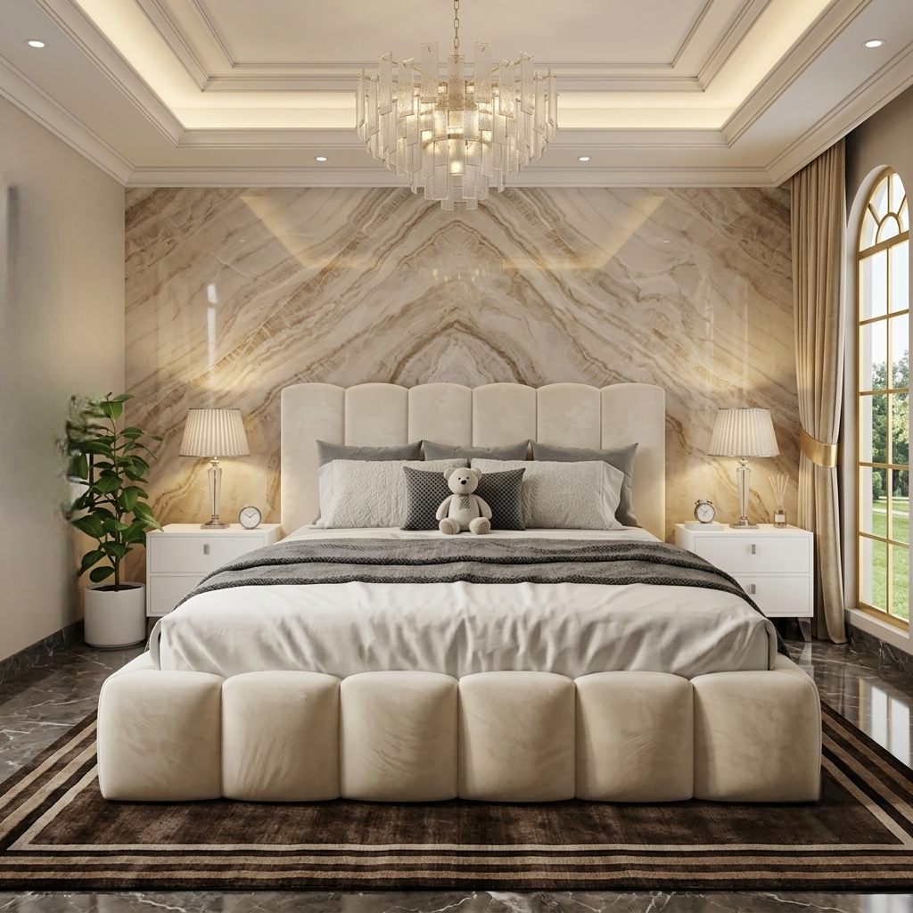 Pebble Upholstered Ottoman Bed