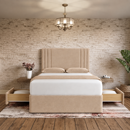 Augustus Divan Bed - Beige Plush Velvet