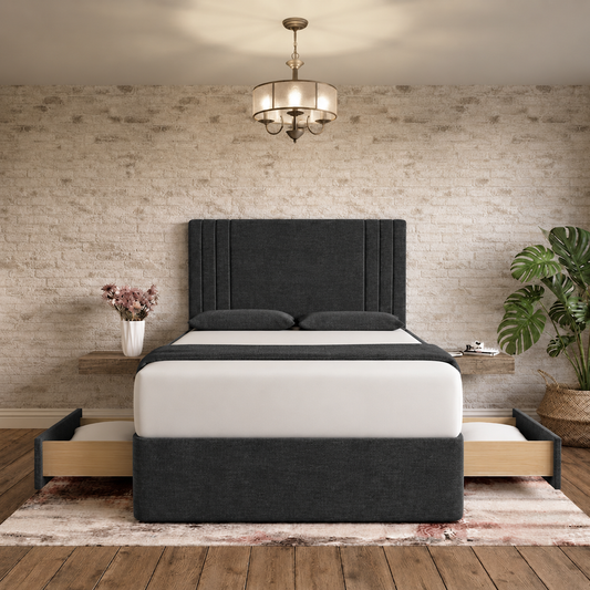Augustus Divan Bed - Black Chenille