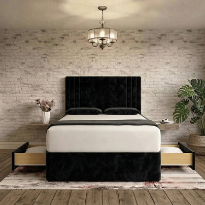 Augustus Divan Bed - Black Plush Velvet