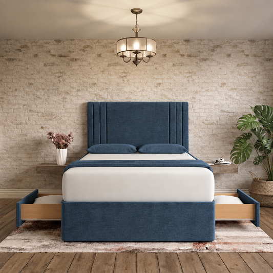 Augustus Divan Bed - Blue Chenille