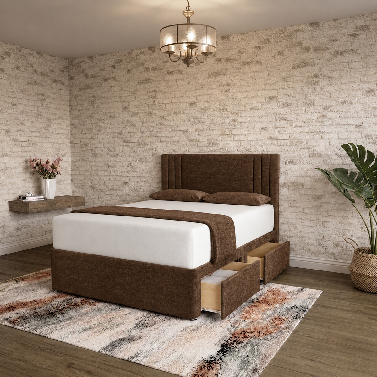 Augustus Divan Bed - Brown Chenille