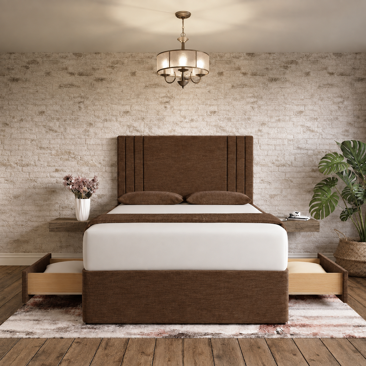 Augustus Divan Bed - Brown Chenille