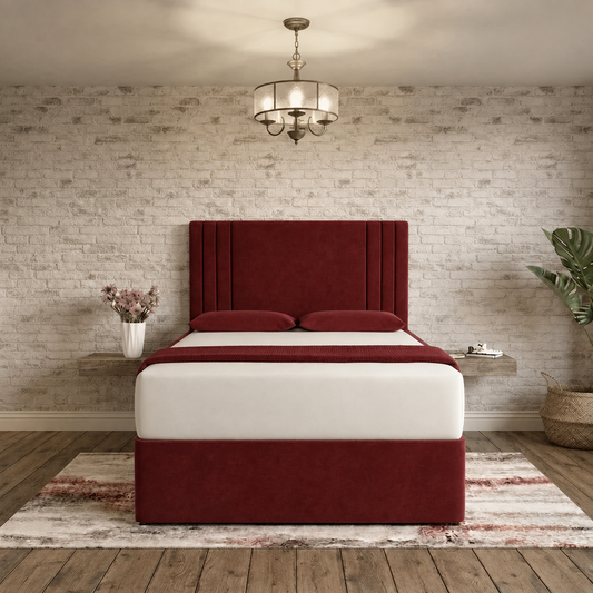 Augustus Divan Bed - Burgundy Plush Velvet