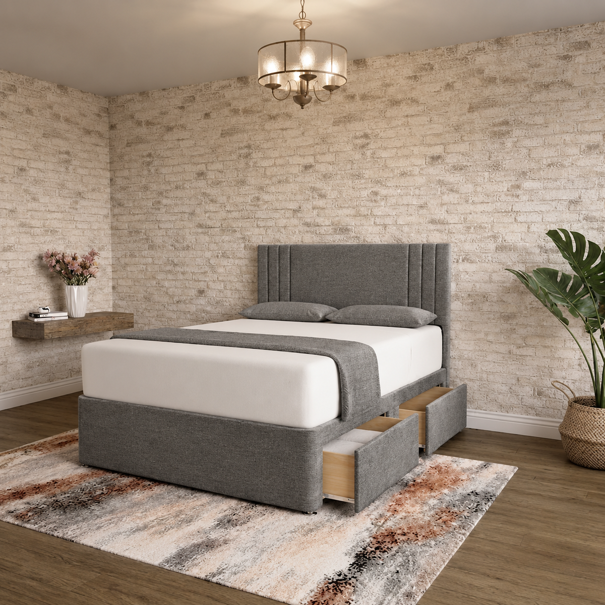 Augustus Divan Bed - Charcoal Chenille