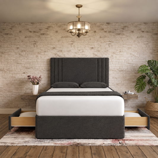Augustus Divan Bed - Charcoal Linen