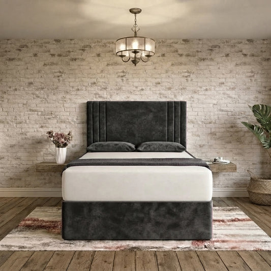Augustus Divan Bed - Charcoal Plush Velvet