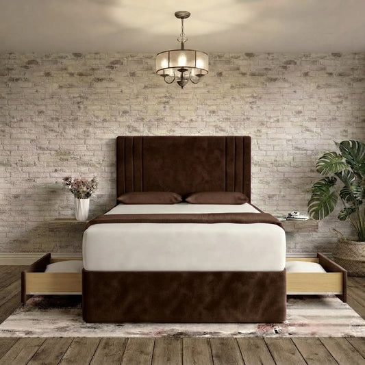 Augustus Divan Bed - Chocolate Plush Velvet